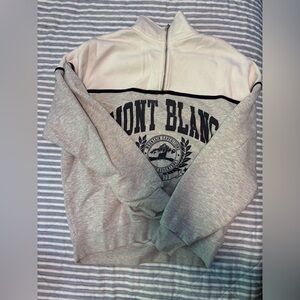 Forever 21 Grey and White Quarter Zip-Up Sweatshirt